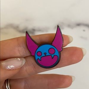 Hard Enamel Pin - Bat / Demon Blue & Magenta